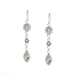 Rosa Rhinestones Silver-Tone Plated Triple Stone Drop Earrings