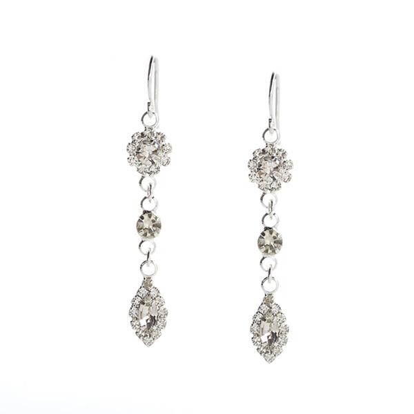 Rosa Rhinestones Silver-Tone Plated Triple Stone Drop Earrings - image 