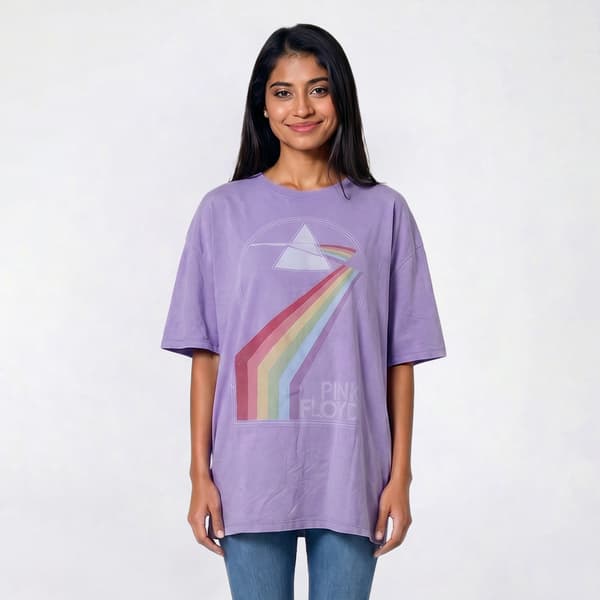 Juniors C-Life Mineral Wash Pink Floyd Oversized Tee - image 