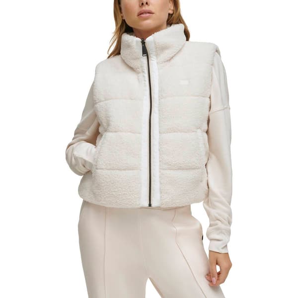 Womens DKNY Sport Cropped Reversible Sherpa Vest
