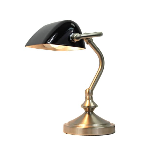 Simple Designs Traditional Mini Banker''s Lamp w/Glass Shade