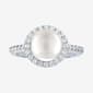 Gemstone Classics(tm) Lab Grown White Sapphire & Pearl Halo Ring - image 1