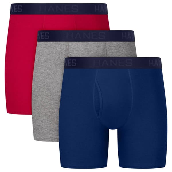 Mens Hanes Ultimate®  3pk. Boxer Briefs - Navy/Grey/Red
