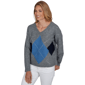 Petite Hearts of Palm Autumn Breeze V Neck Argyle Sweater - image 3