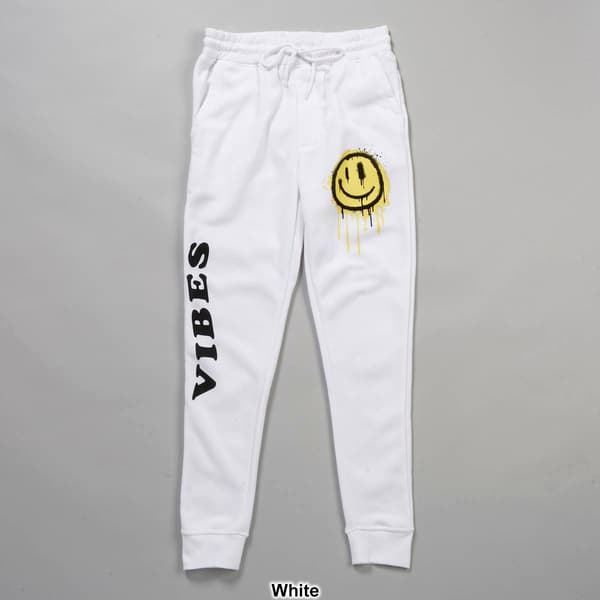 Young Mens Brooklyn Cloth Vibes Exploded Smiley Face Joggers