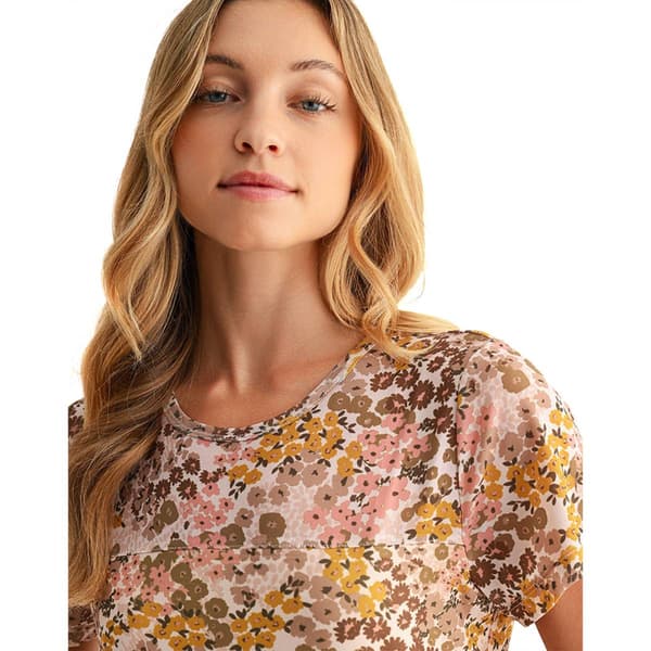 Womens CITY BLUES Short Sleeve Floral Mesh Tee
