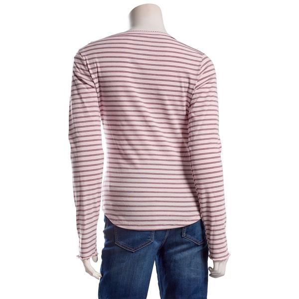 Juniors Pink Rose Lace Scoop Neck Snap Button Top -Pink