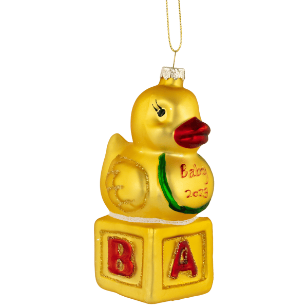 Northlight Ducky New Baby 2023 Glass Christmas Ornament