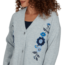 Womens Skye’s the Limit Icy Blue Sparkle Floral Cardigan