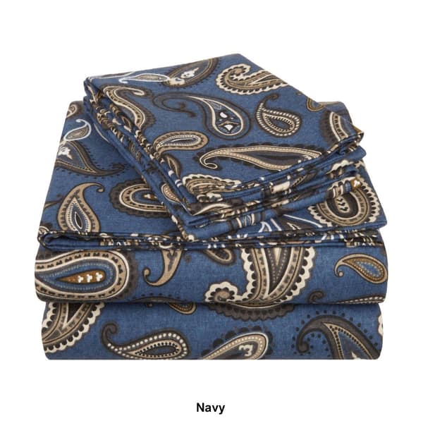 Superior Cotton Flannel Deep Pocket Paisley Sheet Set