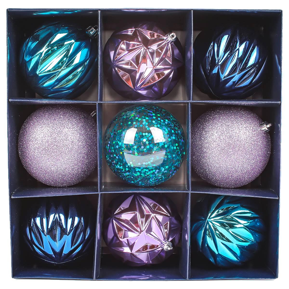 National Tree 13in. Lavender & Blue Ball Ornaments - Set of 9