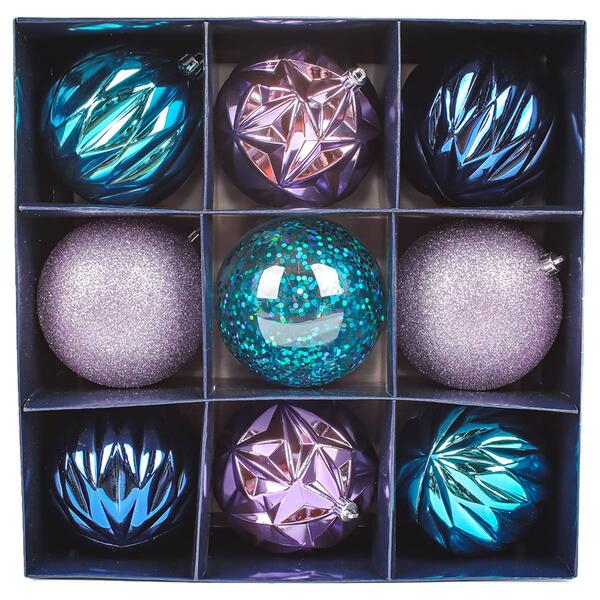 National Tree 13in. Lavender & Blue Ball Ornaments - Set of 9 - image 