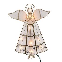 Kurt Adler 10-Light Capiz Angel Treetop w/ Trumpet