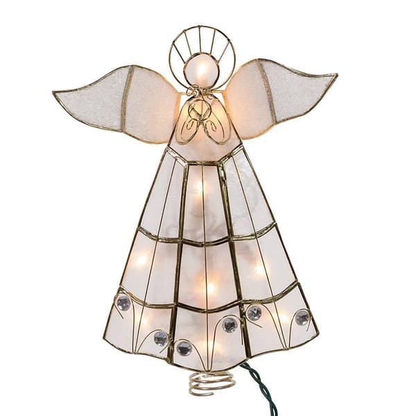 Kurt Adler 10-Light Capiz Angel Treetop w/ Trumpet