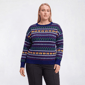 Plus Size Rio & Rian Long Sleeve Jingle Bells Fair Isle Sweater - image 1