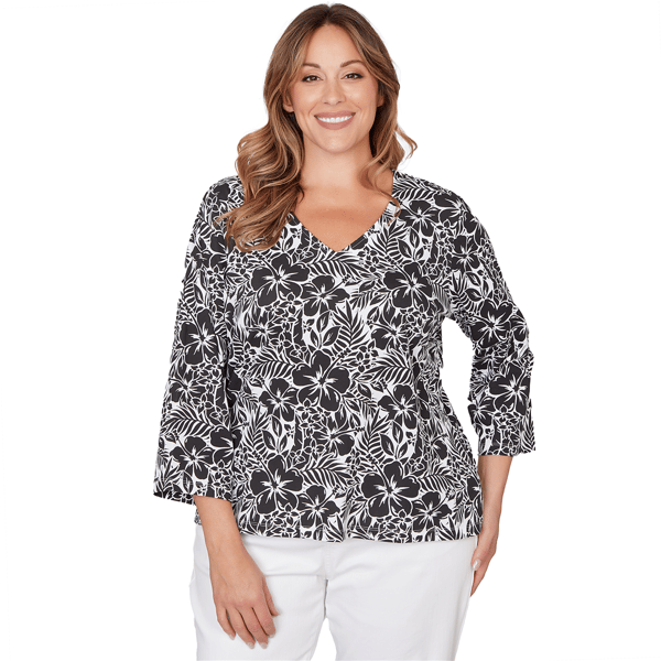 Plus Size Heart''s of Palm Printed Essentials Printed Stretch Jer - image 