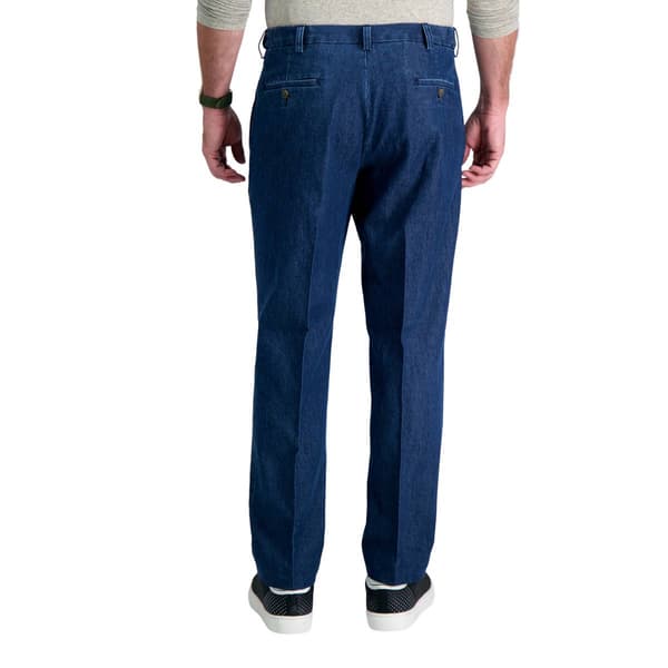 Mens Haggar&#174; Stretch Denim Trouser Classic Fit Pleat Front Pant