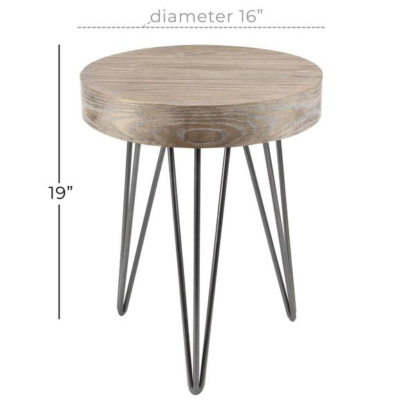 9th & Pike® Brown Wood and Metal Modern Accent Table