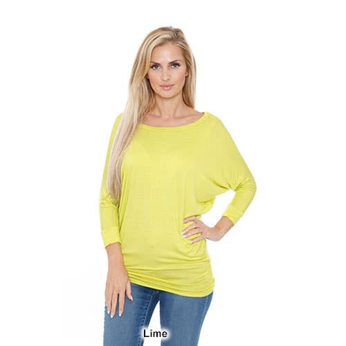 Womens White Mark Banded Dolman Center Marled Top
