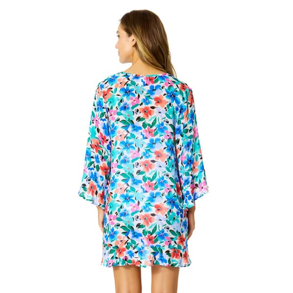 Womens Anne Cole Fiore Floral Bell Sleeve Tunic Swim Cover Up