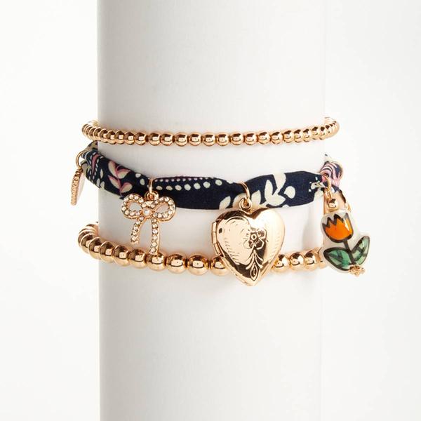 Ashley Heart/Bow/Flower Beaded Stretch Bracelet Set - image 
