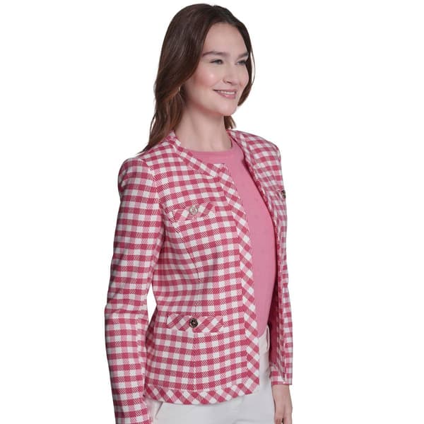 Womens Tommy Hilfiger Long Sleeve Open Front Gingham Blazer