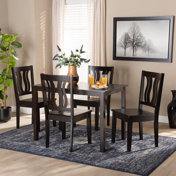 Baxton Studio Zamira Dark Brown Finish Wood 5pc. Dining Set
