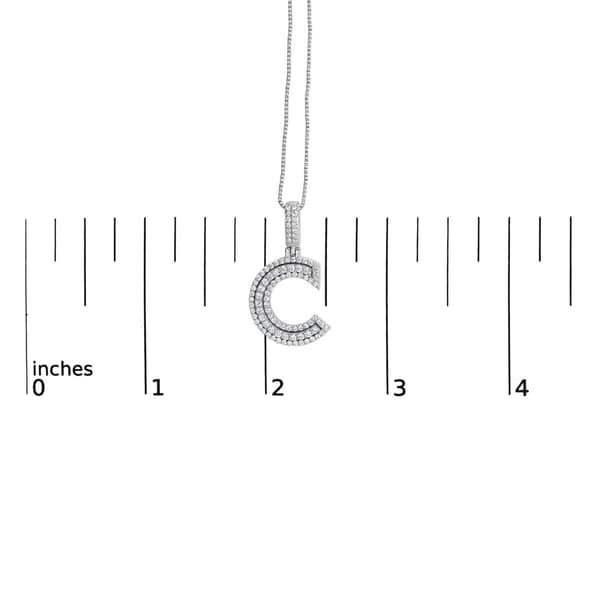 Haus of Brilliance Silver 7/8ctw. Lab Grown Diamond C Pendant