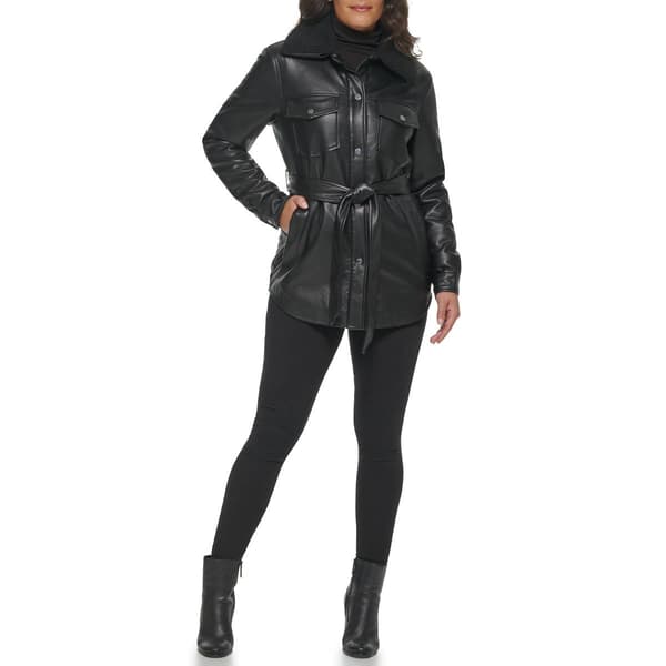 Womens Kenneth Cole Belted Shacket w/Sherpa Collar - image 