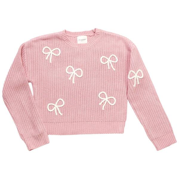 Girls (7-16) No Comment Long Sleeve Braided Bows Sweater - image 
