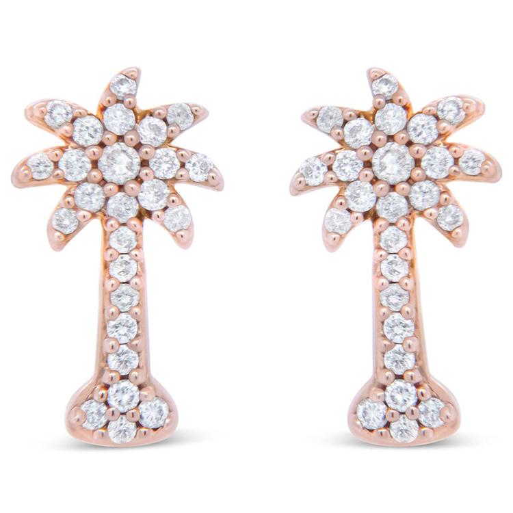 Haus of Brilliance 10kt. Rose Gold Diamond Palm Tree Earrings