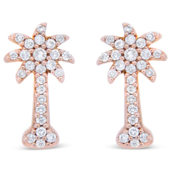 Haus of Brilliance 10kt. Rose Gold Diamond Palm Tree Earrings