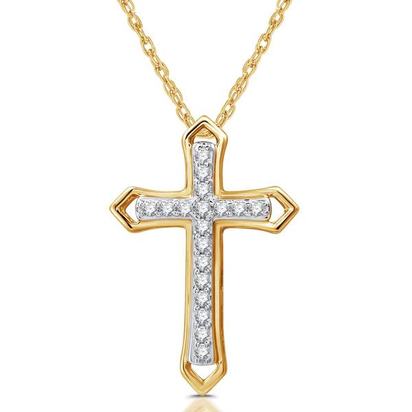 Nova Star(R) 1/10ctw. Lab Grown Diamond Gold Cross Pendant - image 