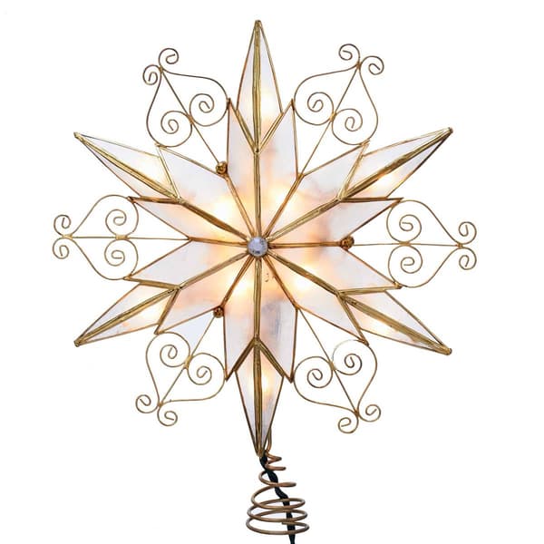 Kurt Adler 10-Light 6-Point Capiz Star Treetop w/ Scroll Design