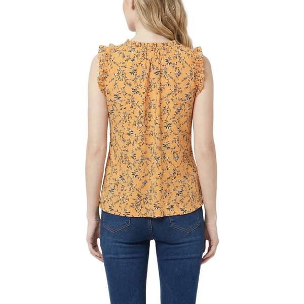 Petite NY Collection Ruffle Trim Collar Abstract Floral Blouse