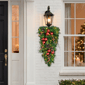 Puleo International LED Ornaments & Berries Adorned Teardrop Swag - image 2