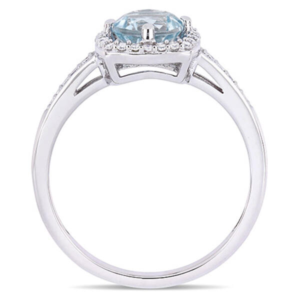 Gemstone Classics&#8482; 10kt. White Gold & Blue Topaz Halo Ring