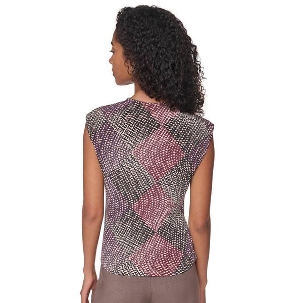 Womens DKNY Sleeveless Diamond Dot Twist Front Blouse