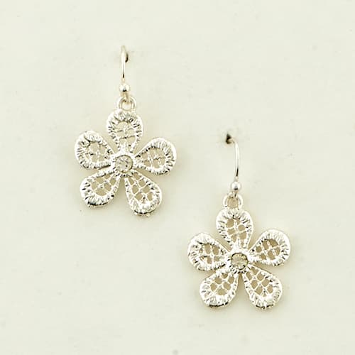 Freedom Nickel Free Silver Flower Dangle Earrings