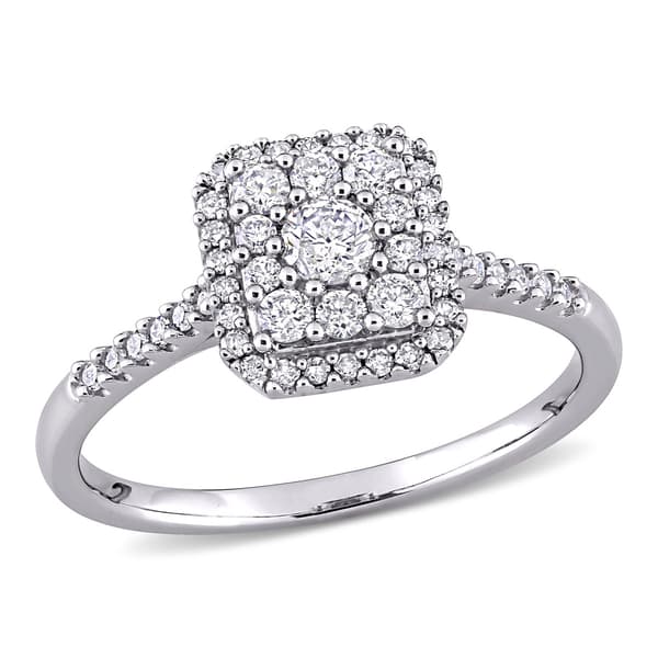Diamond Classics(tm) 10kt. White Gold 1/2ctw. Diamond Square Ring - image 