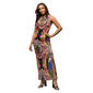 Womens 24/7 Comfort Apparel Geometric Floral Side Slit Maxi Dress - image 1