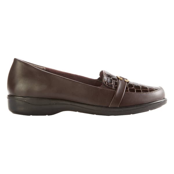 Womens Easy Street Evita Croc Loafers - Brown Croc