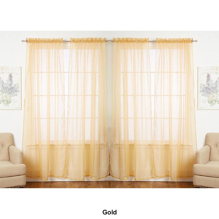 J&V Textiles Sheer Rod Pocket Curtain Panels