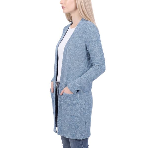 Womens NY Collection Textured Heathered Long Cardigan