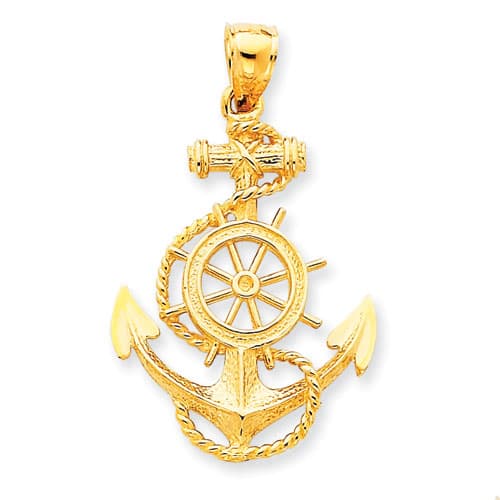 Gold Classics&#40;tm&#41; 14k. Large Anchor & Wheel Pendant - image 