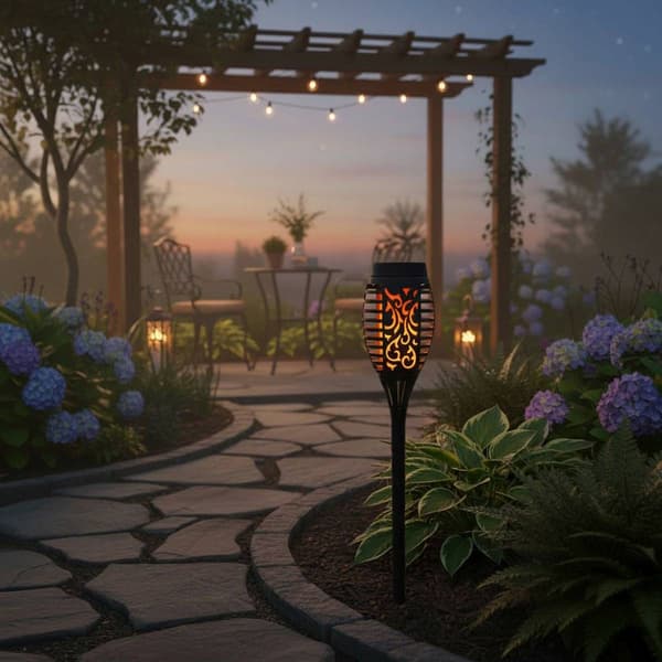 Tiki Torch Lantern with Flickering Flame