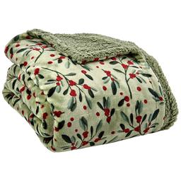 Mountain Ridge(R) Reversible Mistletoe Sherpa Throw