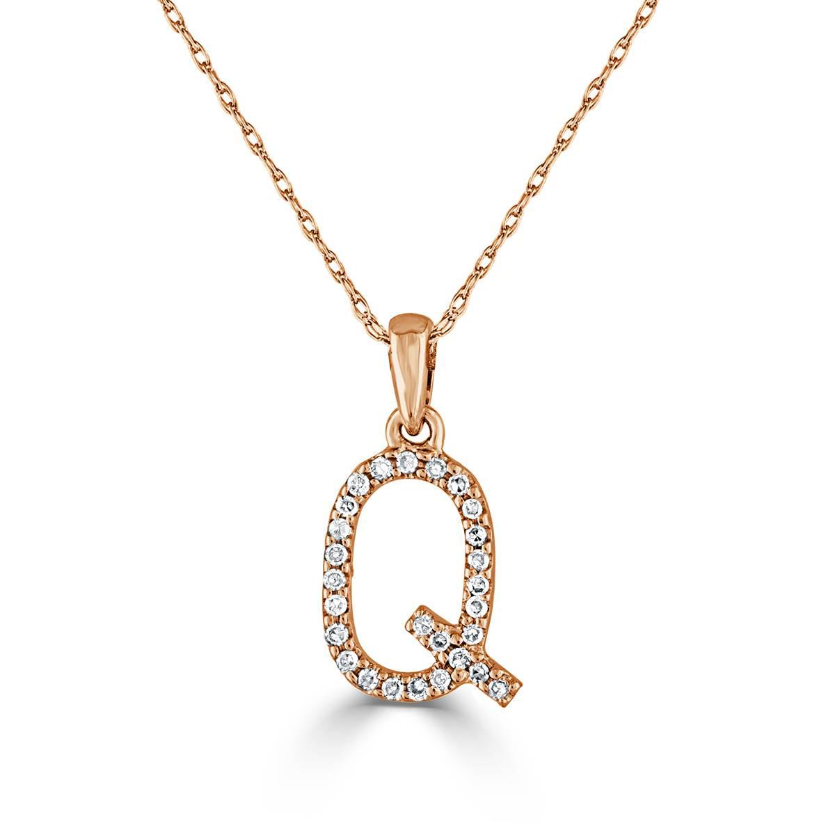 Diamond Classics™ 14kt. Rose Gold Initial Q Letter...