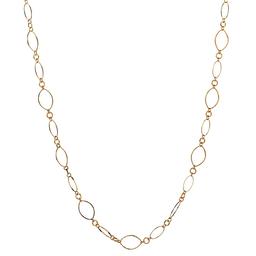 Design Collection Gold-Tone Textured Oval Link Necklace