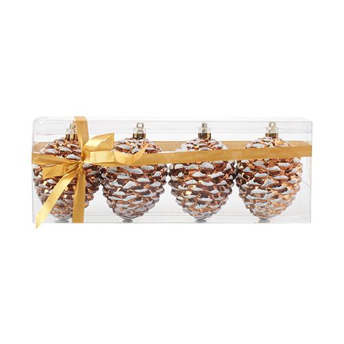 Set of 6 Bronze Pine Cone Ornaments - image 